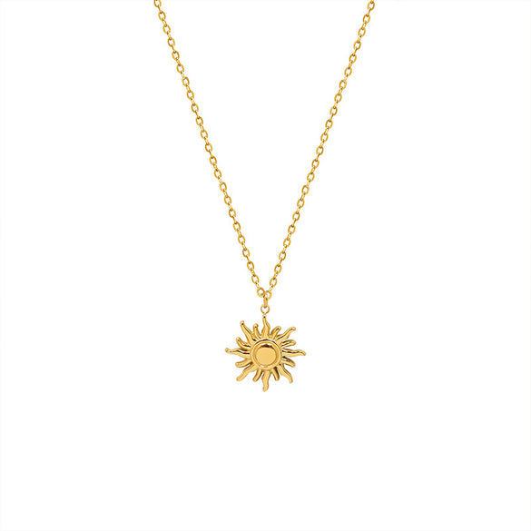 1 Piece Simple Style Sun Titanium Steel Plating Pendant Necklace