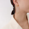 1 Pair Elegant Geometric Titanium Steel Plating Zircon Drop Earrings