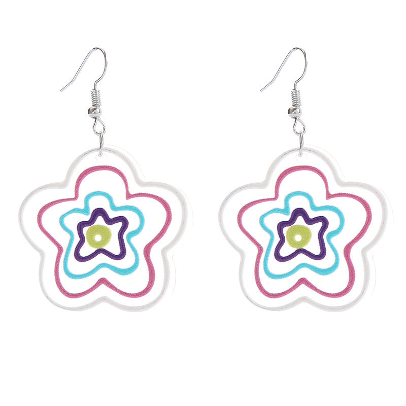 1 Pair Sweet Rainbow Flower Arylic Women's Drop Earrings