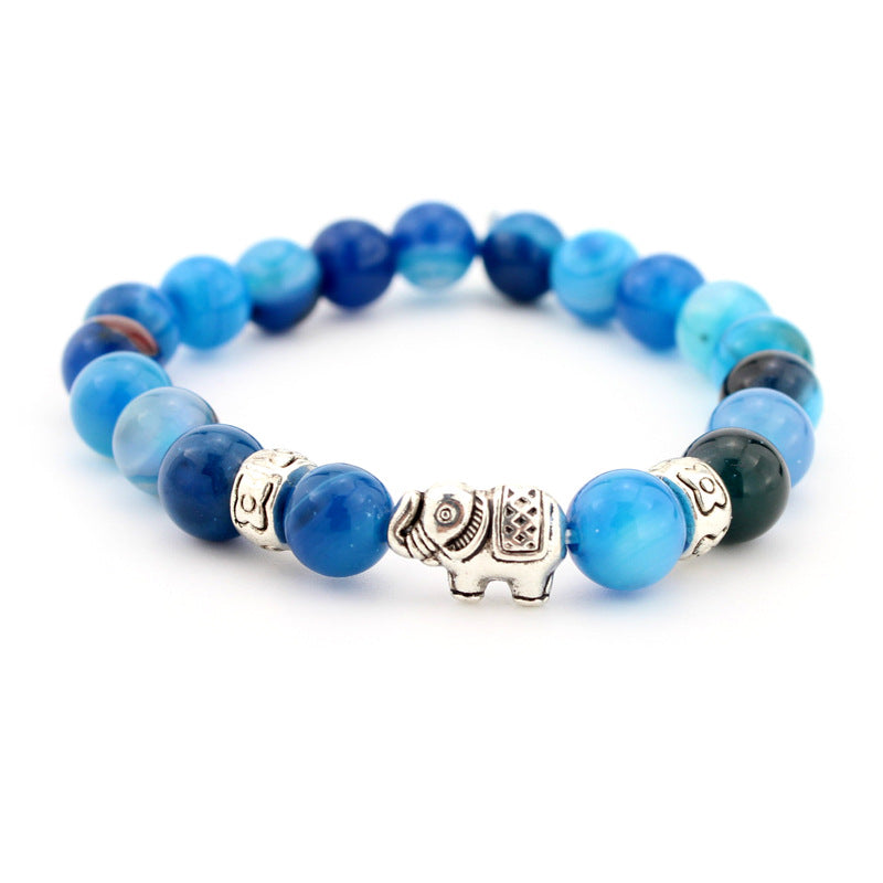 1 Piece Retro Elephant Natural Stone Plating Bracelets