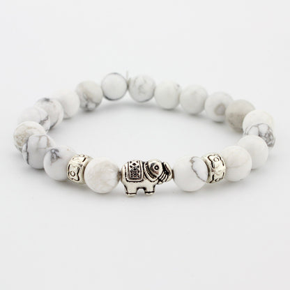 1 Piece Retro Elephant Natural Stone Plating Bracelets