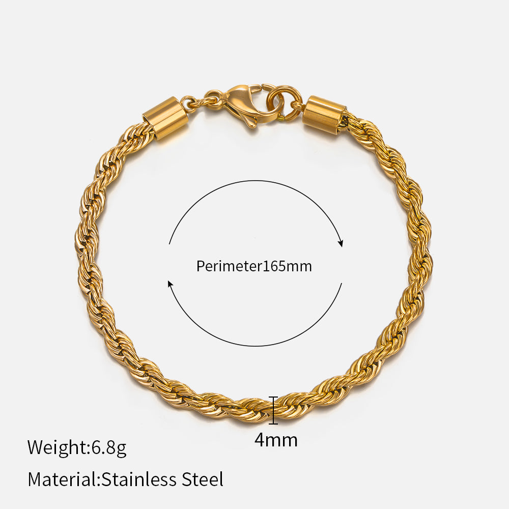 Simple Style Twist Stainless Steel Gold Plated Bracelets