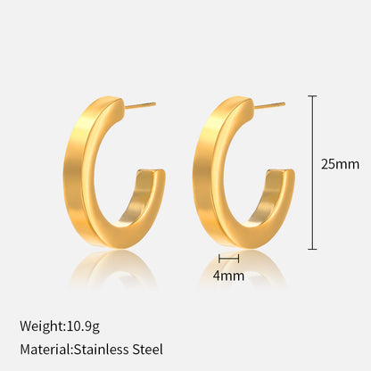 1 Pair Ig Style Simple Style Solid Color Plating Stainless Steel Gold Plated Earrings