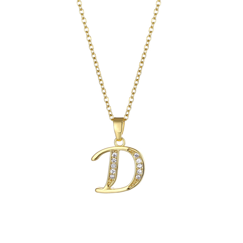 Fashion Letter Stainless Steel Titanium Steel Plating Inlay Zircon 18k Gold Plated Gold Plated Pendant Necklace