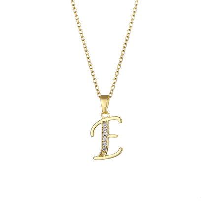 Fashion Letter Stainless Steel Titanium Steel Plating Inlay Zircon 18k Gold Plated Gold Plated Pendant Necklace