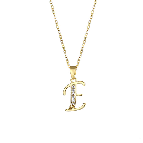 Fashion Letter Stainless Steel Titanium Steel Plating Inlay Zircon 18k Gold Plated Gold Plated Pendant Necklace