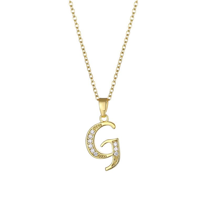 Fashion Letter Stainless Steel Titanium Steel Plating Inlay Zircon 18k Gold Plated Gold Plated Pendant Necklace