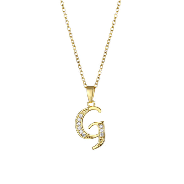 Fashion Letter Stainless Steel Titanium Steel Plating Inlay Zircon 18k Gold Plated Gold Plated Pendant Necklace