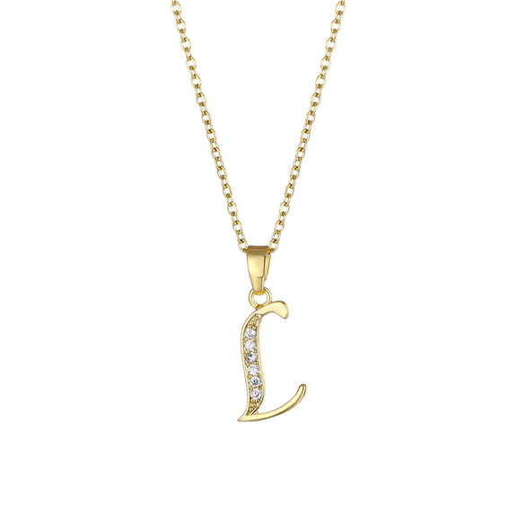 Fashion Letter Stainless Steel Titanium Steel Plating Inlay Zircon 18k Gold Plated Gold Plated Pendant Necklace