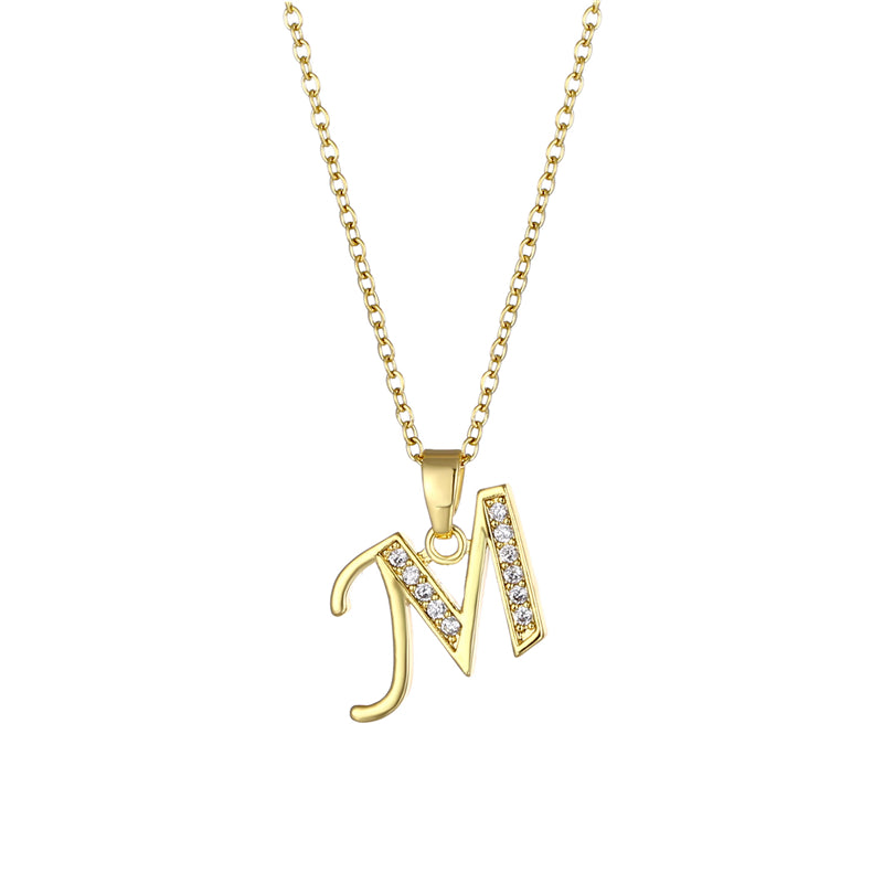 Fashion Letter Stainless Steel Titanium Steel Plating Inlay Zircon 18k Gold Plated Gold Plated Pendant Necklace