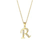 Fashion Letter Stainless Steel Titanium Steel Plating Inlay Zircon 18k Gold Plated Gold Plated Pendant Necklace