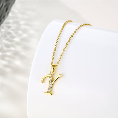 1 Piece Fashion Letter Stainless Steel Titanium Steel Plating Inlay Zircon Pendant Necklace