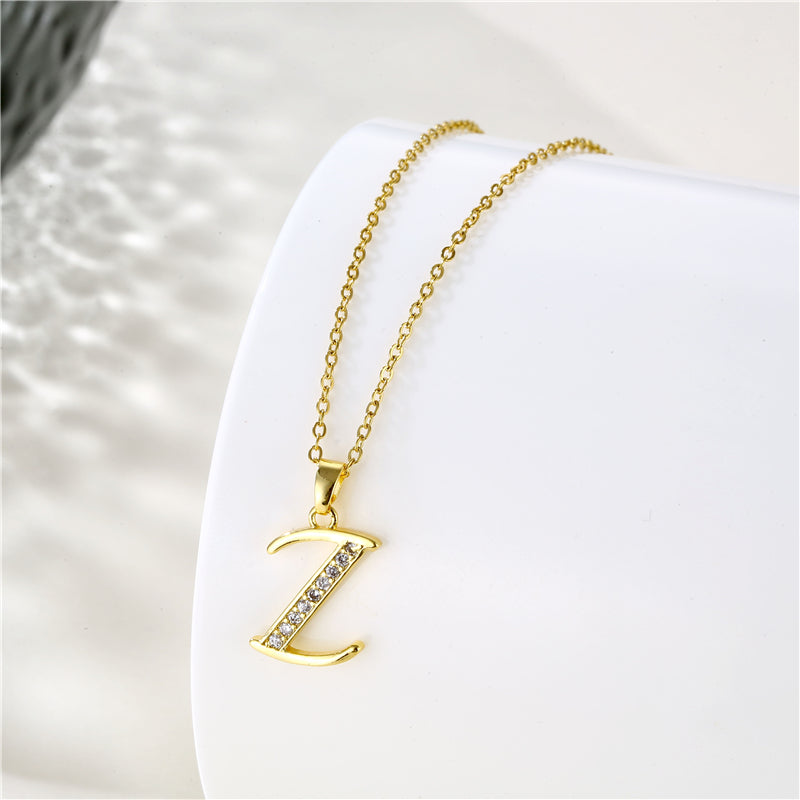 1 Piece Fashion Letter Stainless Steel Titanium Steel Plating Inlay Zircon Pendant Necklace