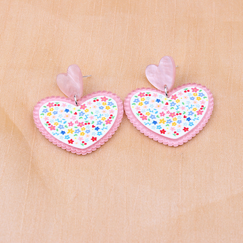 1 Pair Basic Sweet Sports Heart Shape Arylic Plating Women's Drop Earrings