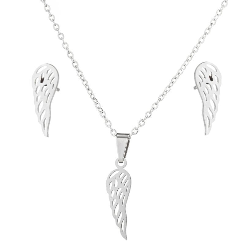 Ig Style Simple Style Wings Stainless Steel Plating Hollow Out Jewelry Set