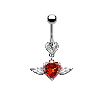 Fashion Heart Shape Stainless Steel Plating Zircon Belly Ring