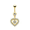 Fashion Heart Shape Stainless Steel Plating Zircon Belly Ring