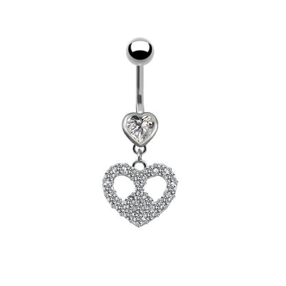 Fashion Heart Shape Stainless Steel Plating Zircon Belly Ring