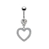 Fashion Heart Shape Stainless Steel Plating Zircon Belly Ring