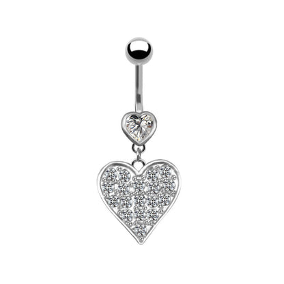 Fashion Heart Shape Stainless Steel Plating Zircon Belly Ring