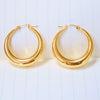 1 Pair Retro Geometric Solid Color Stainless Steel Plating Hoop Earrings