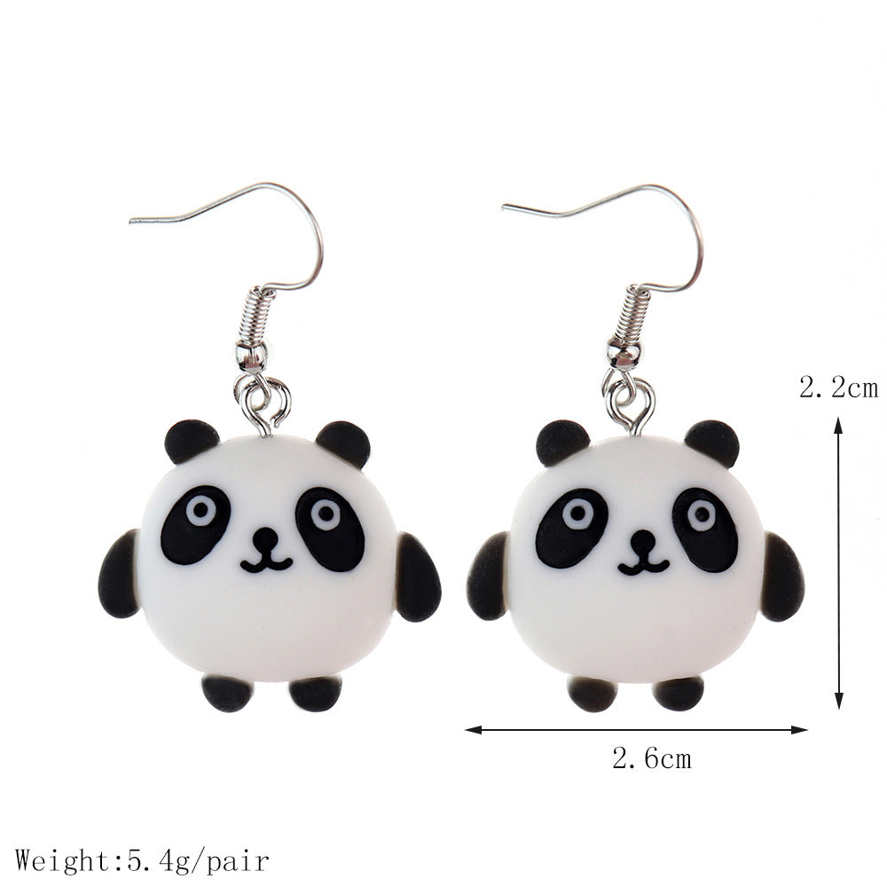 1 Pair Fashion Panda Plastic Resin Patchwork Women's Drop Earrings