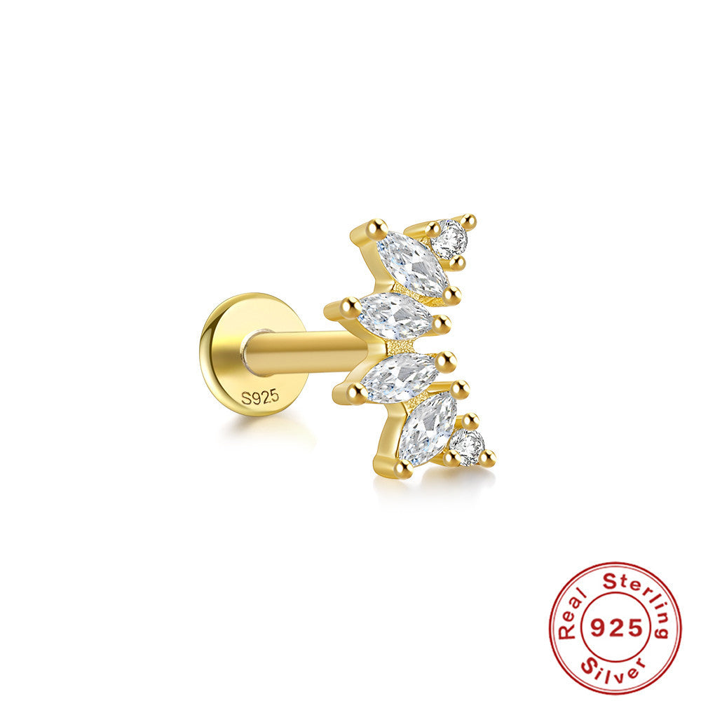 1 Piece Fashion Geometric Sterling Silver Plating Zircon Ear Studs