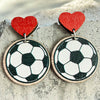 1 Pair Fashion Ball Football Wood Printing Mother's Day Women's Earrings