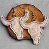 1 Pair Cowboy Style Bull Head Alloy Leather Inlay Rhinestones Women's Drop Earrings