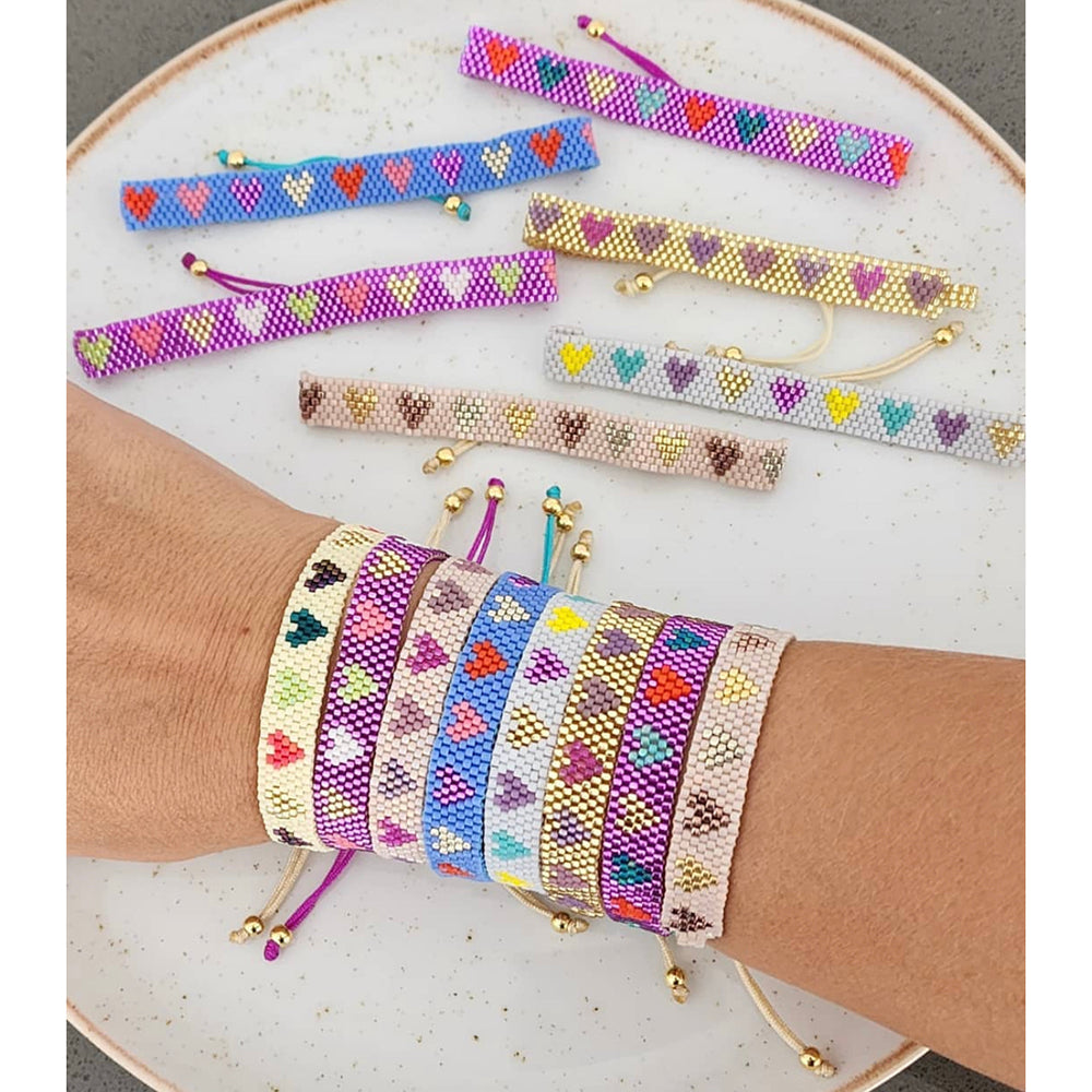 1 Piece Ethnic Style Heart Shape Beaded Glass Knitting Women's Bracelets