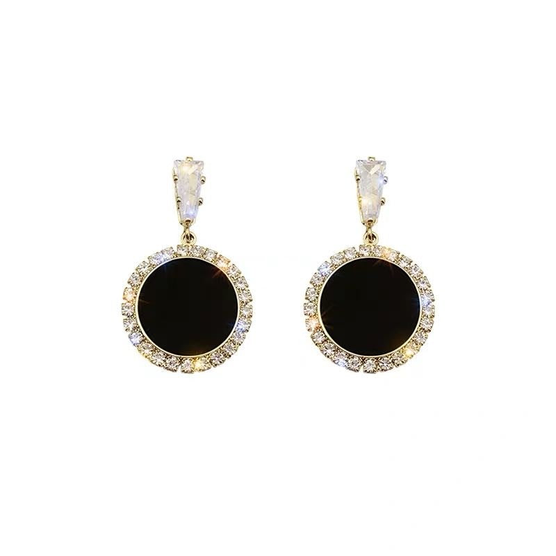 1 Pair Fashion Round Alloy Inlay Rhinestones Women's Drop Earrings