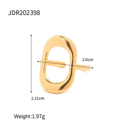 1 Piece Ins Style Oval Stainless Steel Plating Open Ring