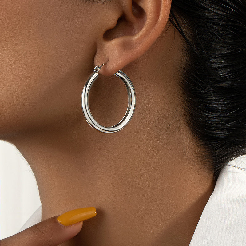 1 Pair Fashion Round Plating Alloy Hoop Earrings