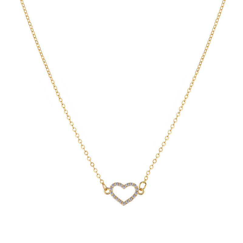 Simple Style Heart Shape Alloy Plating Artificial Diamond Women's Necklace