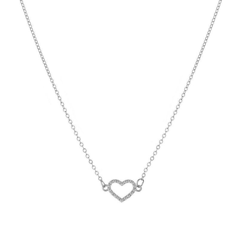 Simple Style Heart Shape Alloy Plating Artificial Diamond Women's Necklace