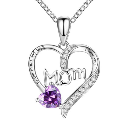 Mama Heart Shape Alloy Plating Artificial Diamond Mother's Day Women's Pendant Necklace