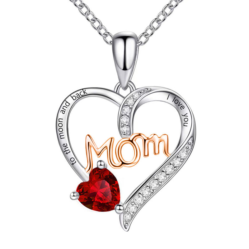 Mama Heart Shape Alloy Plating Artificial Diamond Mother's Day Women's Pendant Necklace