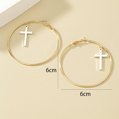 1 Pair Exaggerated Fashion Cross Circle Alloy Plating Women's Hoop Earrings