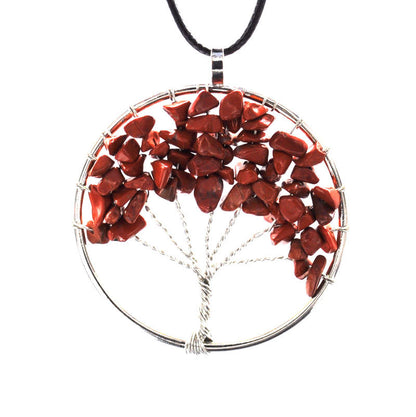 1 Piece Retro Leaf Natural Stone Crystal Handmade Pendant Necklace