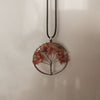 1 Piece Retro Leaf Natural Stone Crystal Handmade Pendant Necklace