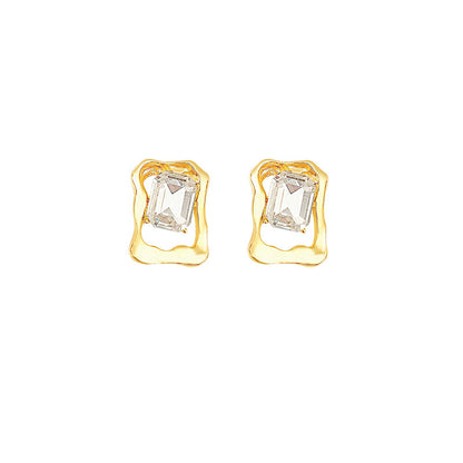 1 Pair Simple Style Square Alloy Inlay Rhinestones Women's Earrings