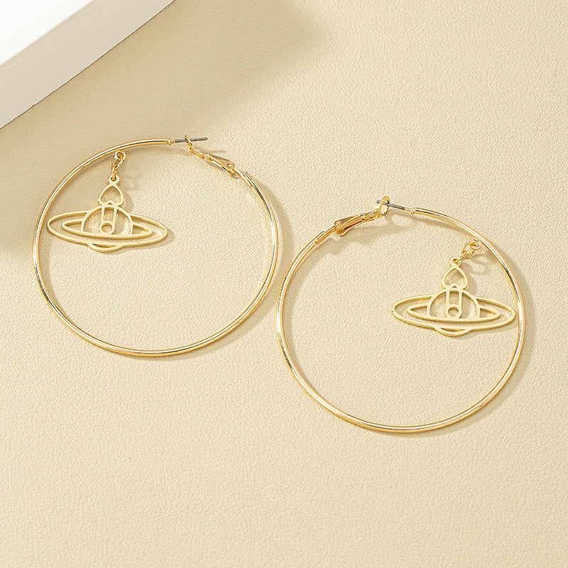 1 Pair Fashion Round Planet Alloy Plating Women's Hoop Earrings