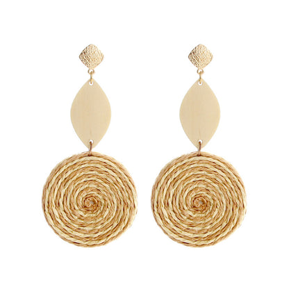 1 Pair Vacation Round Rattan Handmade Women's Drop Earrings