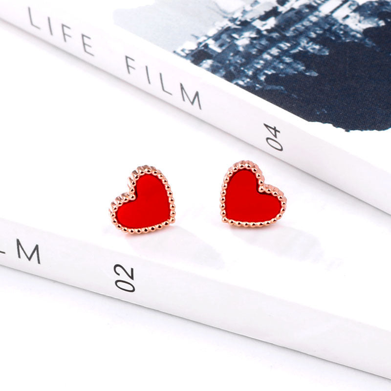 1 Pair Fashion Heart Shape Titanium Steel Plating Ear Studs