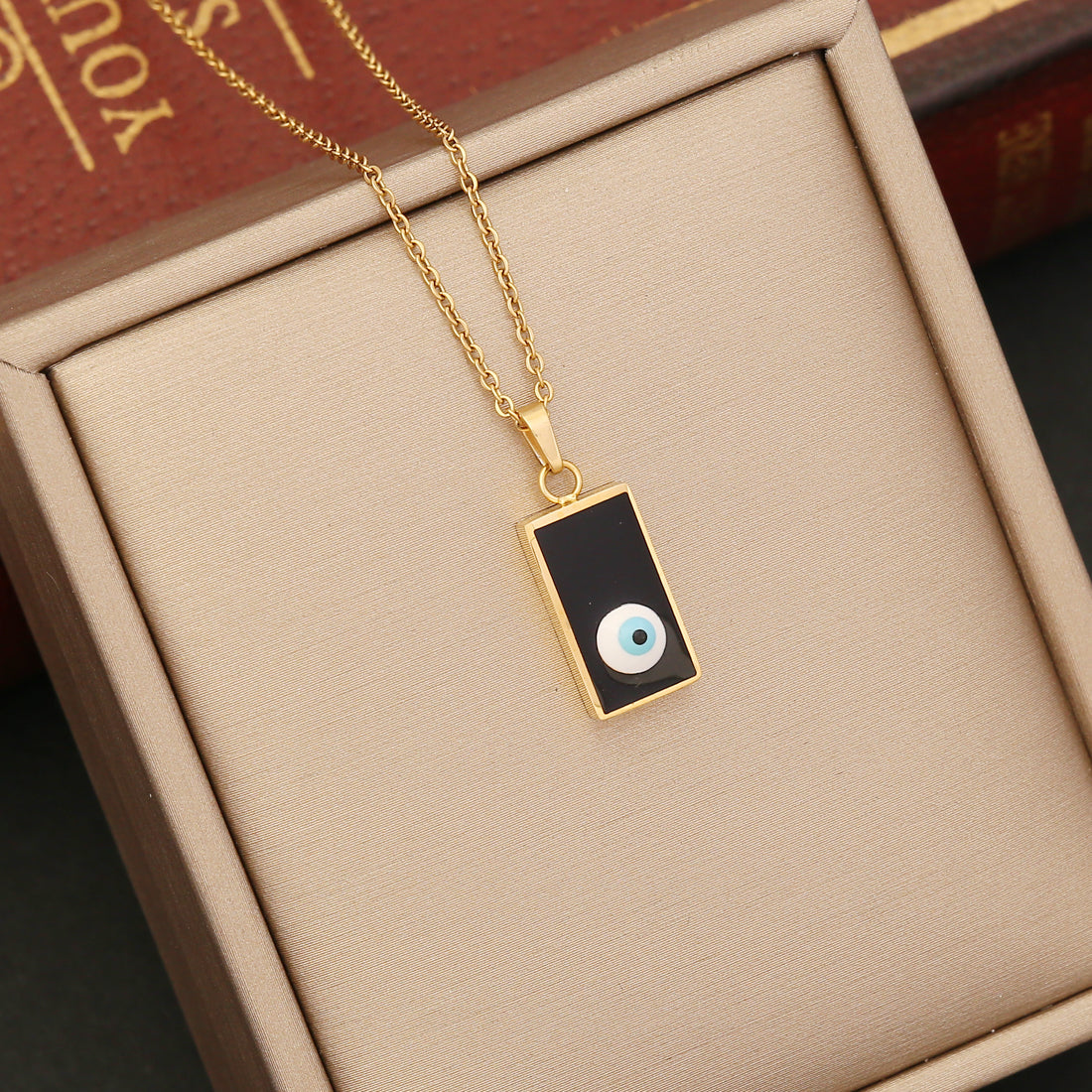 1 Piece Fashion Devil's Eye Stainless Steel Enamel Hollow Out Inlay Zircon Pendant Necklace