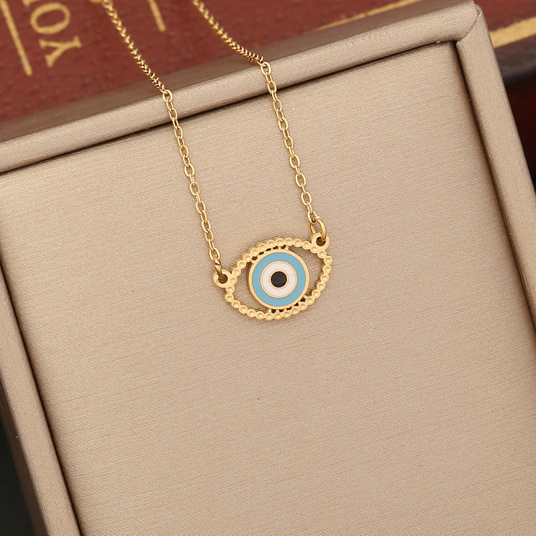 1 Piece Fashion Devil's Eye Stainless Steel Enamel Hollow Out Inlay Zircon Pendant Necklace