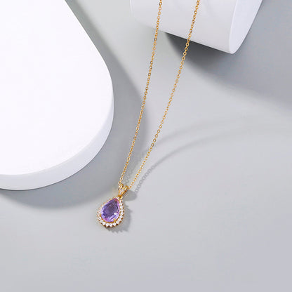 1 Piece Fashion Water Droplets Copper Inlay Zircon Pendant Necklace