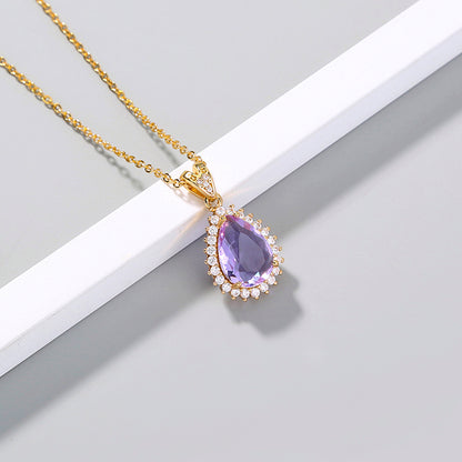 1 Piece Fashion Water Droplets Copper Inlay Zircon Pendant Necklace