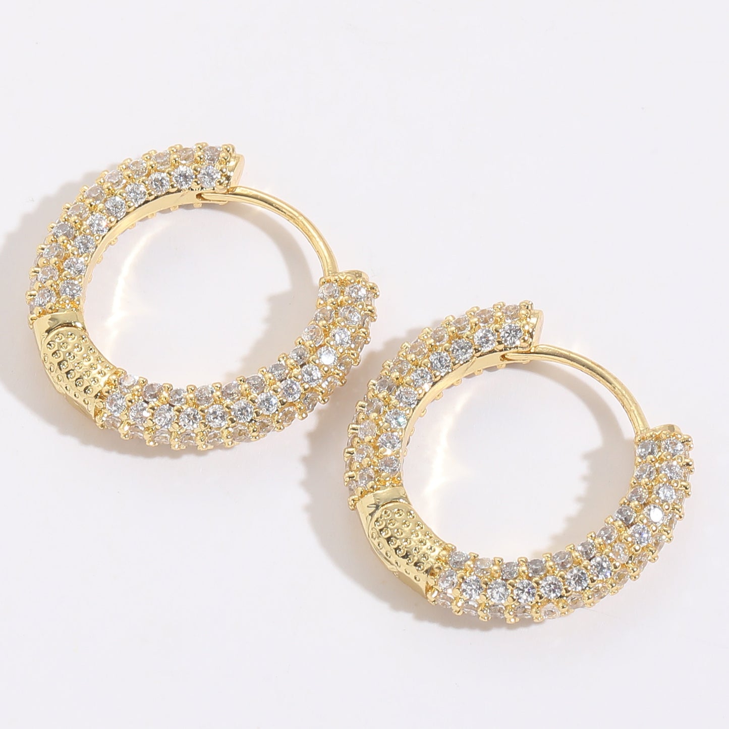 1 Pair Simple Style Round Copper Plating Inlay Zircon Hoop Earrings