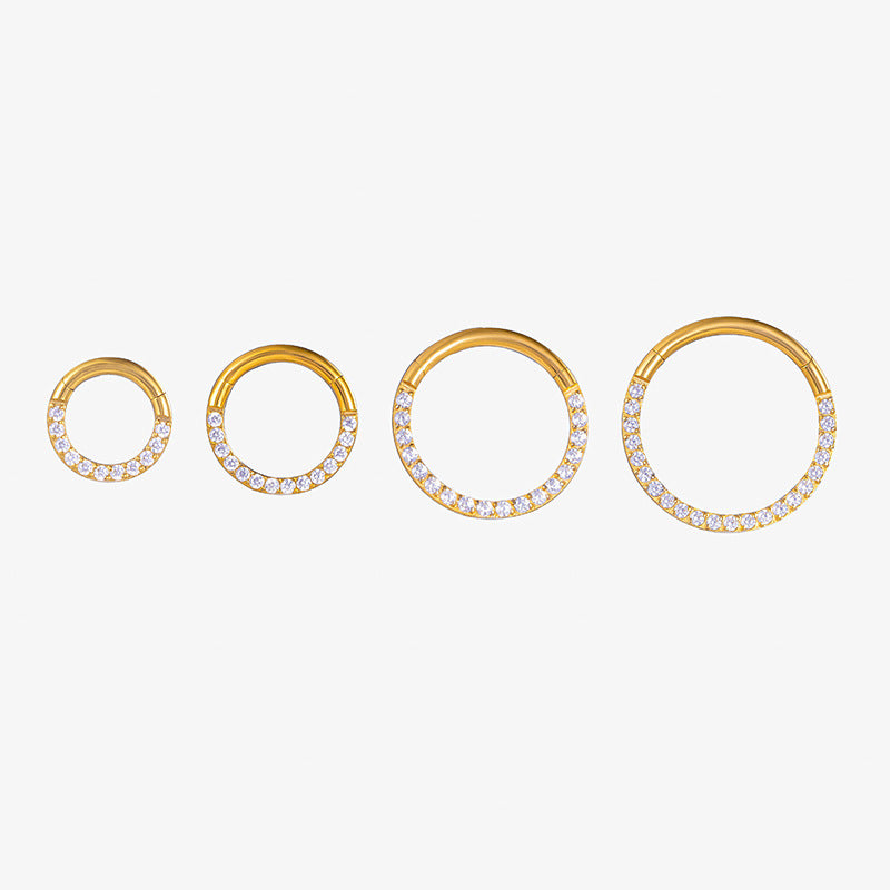 1 Piece Nose Rings & Studs Fashion Round Pure Titanium Inlay Zircon